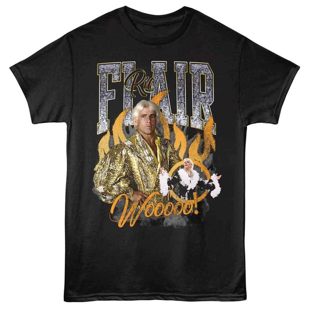 Ric Flair Wooooo Flames Black T-Shirt